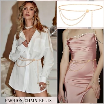 Alloy Metal Link Body Chain Belt for Women Fashion