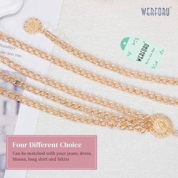 Alloy Metal Link Body Chain Belt for Women Fashion