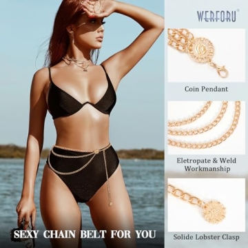 Alloy Metal Link Body Chain Belt for Women Fashion