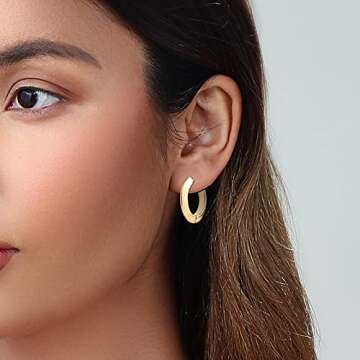 ALLHOLA 14K Gold Hoop Earrings for Women, Hypoallergenic Chunky Gold Hoop Earrings Multipack, Lightweight Twisted Huggie Hoops Earring Set Jewelry for Gifts (C-3 gold hoops)