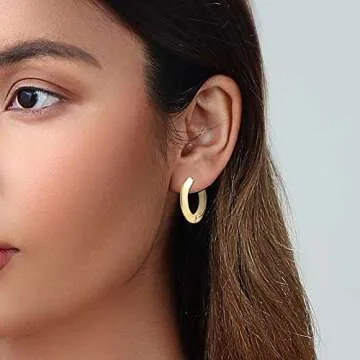 ALLHOLA 14K Gold Hoop Earrings for Women, Hypoallergenic Chunky Gold Hoop Earrings Multipack, Lightweight Twisted Huggie Hoops Earring Set Jewelry for Gifts (C-3 gold hoops)