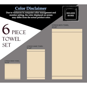 Belizzi Home 6 Pack Cotton Towel Set - Ultra Soft & Compact