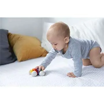 PlanToys Wooden Baby Car Toy (5229) | Rainbow Color Collection |Sustainably Made from Rubberwood and Non-Toxic Paints and Dyes