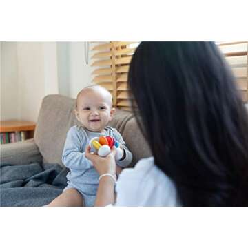 PlanToys Wooden Baby Car Toy (5229) | Rainbow Color Collection |Sustainably Made from Rubberwood and Non-Toxic Paints and Dyes