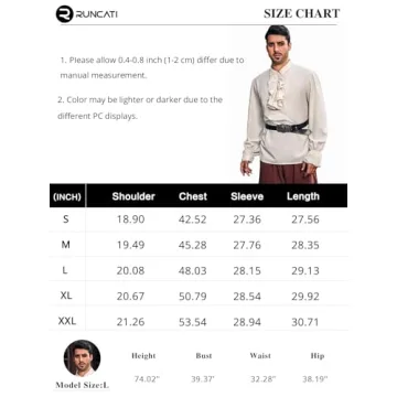 Runcati Men's Pirate Shirt for Costumes and Events