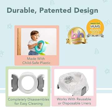 Kalencom Potette Plus 2-in-1 Travel Potty and Trainer Seat - Dual-Purpose Potty Training Toilet Seat - Portable Potty for Toddler Travel - With Durable, Lock-In Legs and Splash Guard - Red