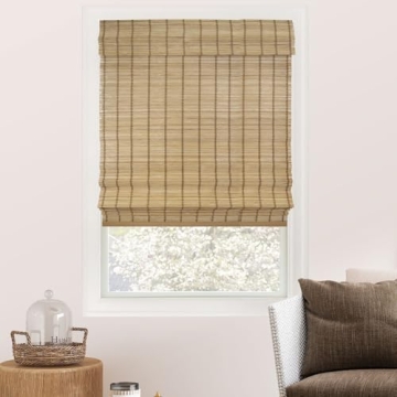 Chicology Bamboo Roman Shades - Elegant Light Filtering Blinds, 34" W X 64" H, Eco-Friendly Design