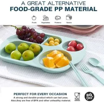 RUIBOLU Large 12 Inch Divided Plates for Kids Adults, Wheat Straw Portion Control Plate, Reusable Pl...