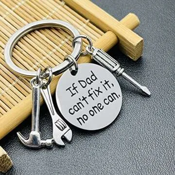 Father’s Day Gifts Dad Keychain From Son Daughter Children Dad Gifts Keychain for Stepdad Christmas Birthday Gifts for Men (If Dad Can't Fix It, No One Can)