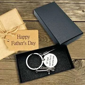 Father’s Day Gifts Dad Keychain From Son Daughter Children Dad Gifts Keychain for Stepdad Christmas Birthday Gifts for Men (If Dad Can't Fix It, No One Can)