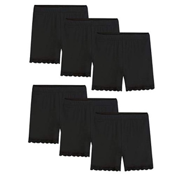 BOOPH Lace Bike Short Girls Dance Undershorts for 5-7 Years 6 Pack Black