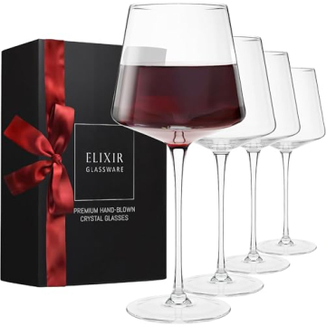 ELIXIR GLASSWARE Red Wine Glasses Set of 4-22 oz - Hand Blown Crystal Wine Glasses - Tall Long Stem ...