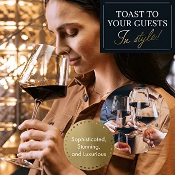 ELIXIR GLASSWARE Red Wine Glasses Set of 4-22 oz - Hand Blown Crystal Wine Glasses - Tall Long Stem Wine Glasses - Hand Blown Crystal Wine Glasses, Unique Large Wine Glasses with Stem