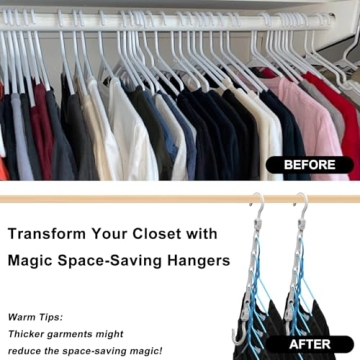 Closet Organizers and Storage,12 Pack Sturdy Hanger for Heavy Clothes,Upgraded Space Saving Hangers,Magic Closet Organization Clothe Hanger,College Dorm Room Essentials