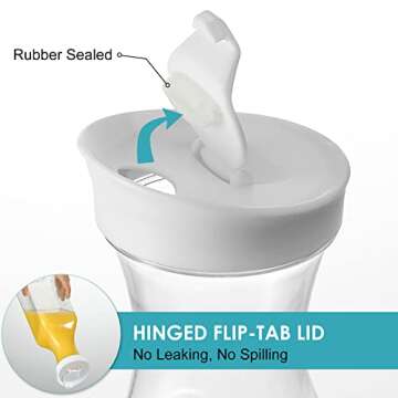 Plastic 50 Oz Water Carafe with Flip Top Lid, Set of 6 Square Base Clear Plastic Juice Container Pitcher - for Water, Iced Tea, Juice, Beverage, Lemonade, Milk and Mimosa Bar - HAND WASH ONLY