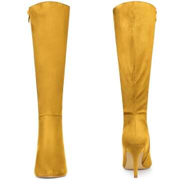 Chic Yellow Knee High Stiletto Heels for Women