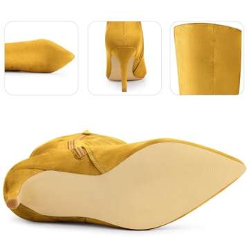 Chic Yellow Knee High Stiletto Heels for Women