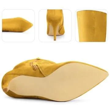 Chic Yellow Knee High Stiletto Heels for Women