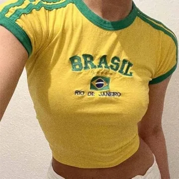 Pooyikoi Vintage Brazil Y2K Baby Tee for Women