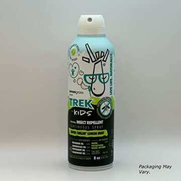 Lemongrass Farms Trek Spray for Kids | Take Control of Mosquitoes & Other Biting Insects | Made with Peppermint, Cedarwood, Geranium, & Lemongrass Oil | Twin Pack, 8oz Per Can, 16oz Total