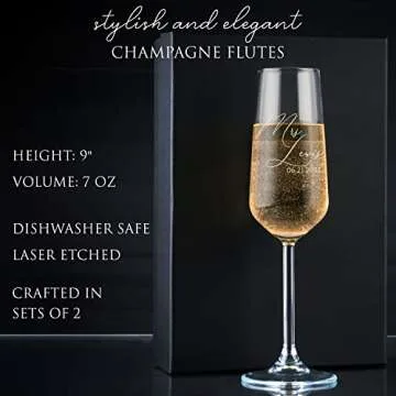 Personalized Wedding Champagne Flutes for Bride and Groom