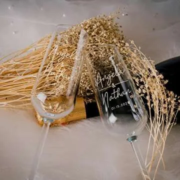 Personalized Wedding Champagne Flutes for Bride and Groom