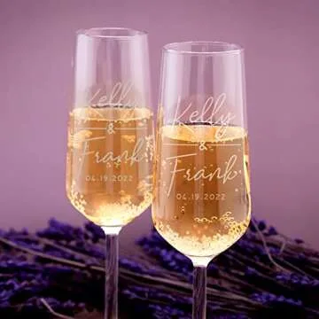 Personalized Wedding Champagne Flutes for Bride and Groom