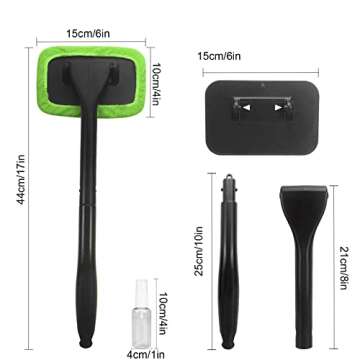 SoSickWithIt Car Windshield Cleaning Tool, Windshield Cleaner with 4 Washable and Reusable Microfiber Pads and Extendable Handle, for Auto Glass Wiper
