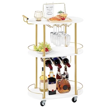 Stylish HOOBRO Gold Bar Cart for Home Entertaining