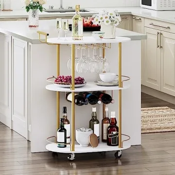 Stylish HOOBRO Gold Bar Cart for Home Entertaining