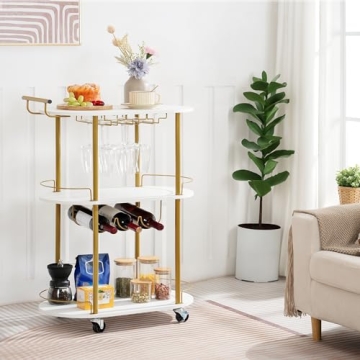 Stylish HOOBRO Gold Bar Cart for Home Entertaining