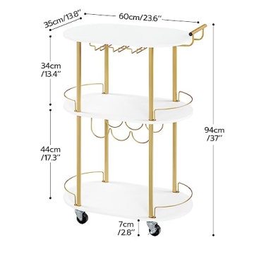 Stylish HOOBRO Gold Bar Cart for Home Entertaining