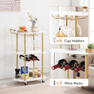 Stylish HOOBRO Gold Bar Cart for Home Entertaining