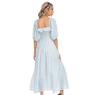 R.Vivimos Women Summer Half Sleeve Cotton Ruffled Vintage Elegant Backless A Line Flowy Long Dresses...