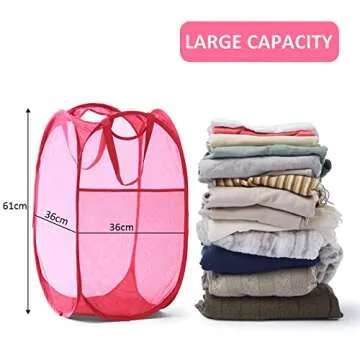 TECHMILLY Collapsible Mesh Pop-Up Laundry Hamper for Travel