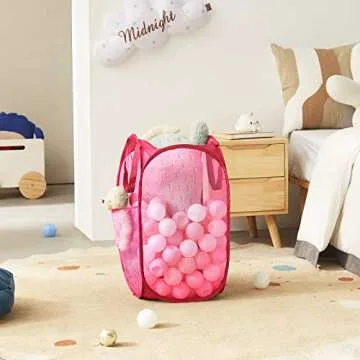 TECHMILLY Collapsible Mesh Pop-Up Laundry Hamper for Travel