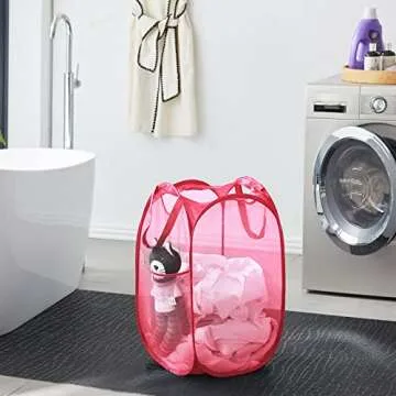 TECHMILLY Collapsible Mesh Pop-Up Laundry Hamper for Travel