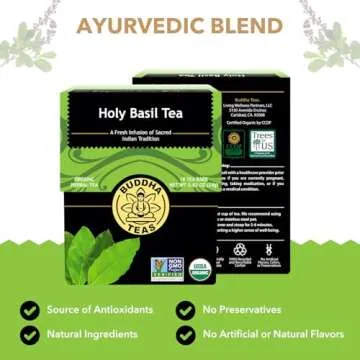 Buddha Teas - Holy Basil Organic Herbal Tea - Antioxidant Rich & Caffeine Free - 18 Tea Bags