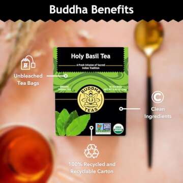 Buddha Teas Organic Holy Basil Herbal Tea for Health