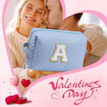 YOOLIFE Initial Makeup Bag - Birthday Gifts for Women Her Mom Friend Sister Teacher kids Teens Daugh...