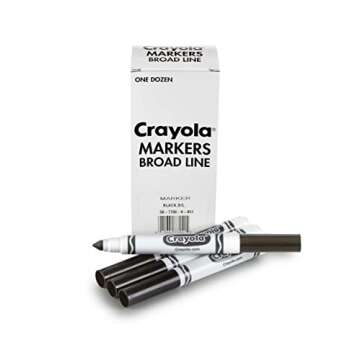 Crayola Broad Line Markers - Black (12ct), Markers for Kids, Bulk School Supplies for Teachers, Nont...