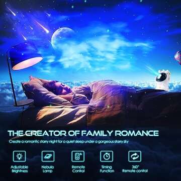 Star Projector, Astronaut Galaxy Projector Night Light, Projection Lamp with Timer, Remote Control，Bedroom Decor Aesthetics, Gifts for Kids and Adults