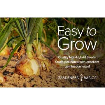 Gardeners Basics, Onion Seeds for Planting - 8 Long and Short Day Varieties Yellow, Red, White, Swee...