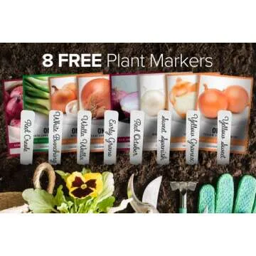 Gardeners Basics, Onion Seeds for Planting - 8 Long and Short Day Varieties Yellow, Red, White, Sweet and Green Onions for Summer, Fall, Onion Seed
