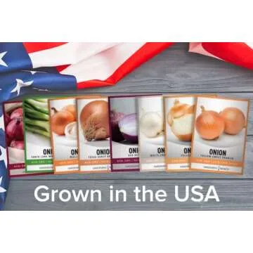 Gardeners Basics, Onion Seeds for Planting - 8 Long and Short Day Varieties Yellow, Red, White, Sweet and Green Onions for Summer, Fall, Onion Seed