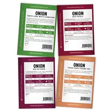 Gardeners Basics, Onion Seeds for Planting - 8 Long and Short Day Varieties Yellow, Red, White, Sweet and Green Onions for Summer, Fall, Onion Seed