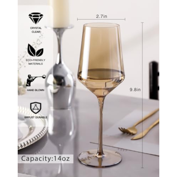 Elegant Hand Blown Colorful Wine Glasses Set of 6