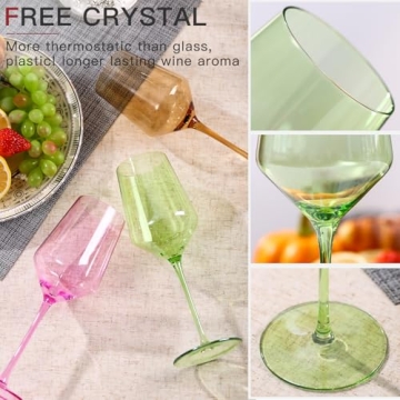 Elegant Hand Blown Colorful Wine Glasses Set of 6