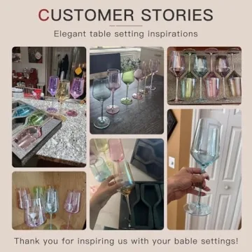 Elegant Hand Blown Colorful Wine Glasses Set of 6