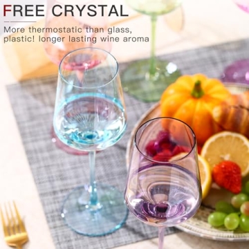 Elegant Hand Blown Colorful Wine Glasses Set of 6
